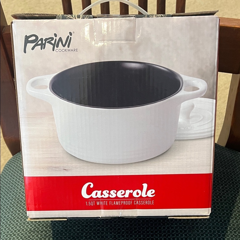 Parini 1.5 Qt Cookware White Casserole Dish